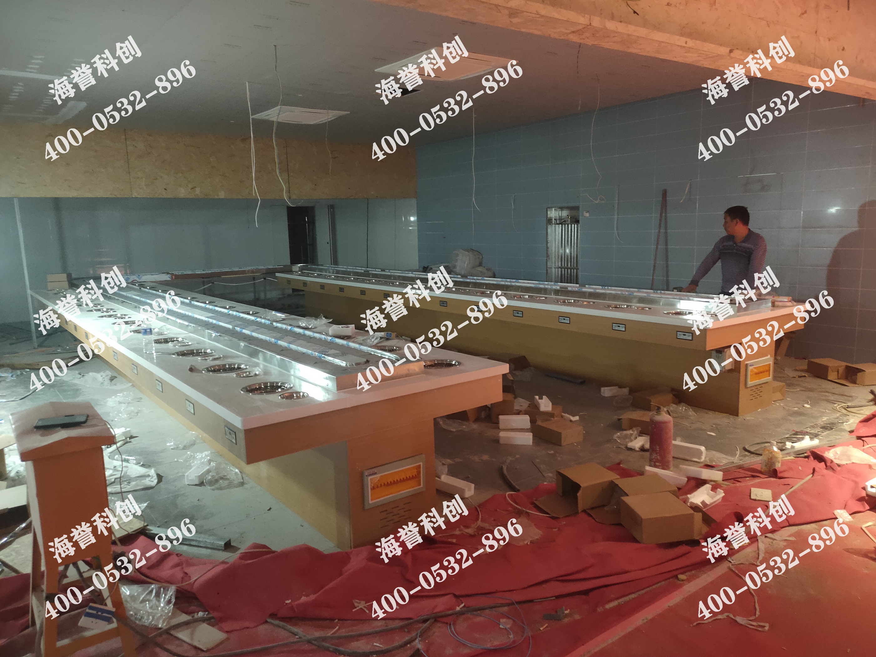 海譽科創(chuàng)河南鄭州單涮無煙小火鍋設備安裝完成