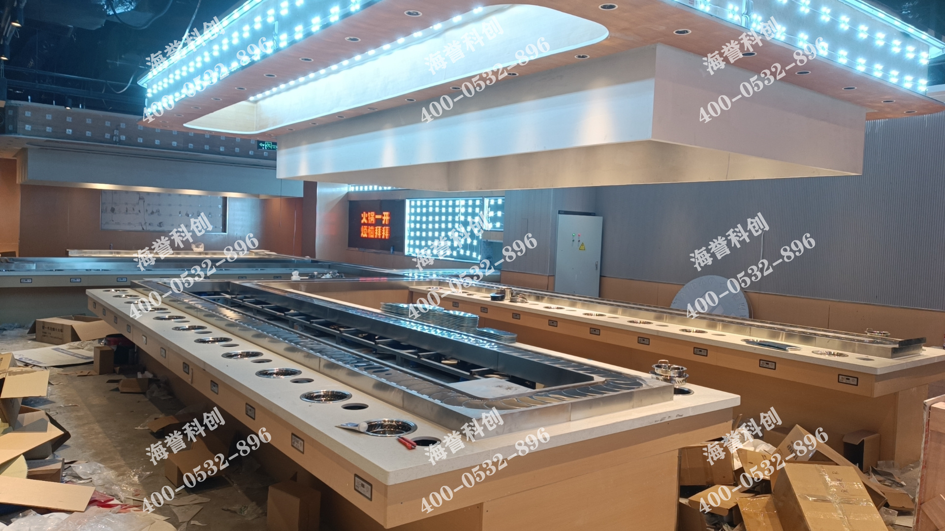 海譽科創(chuàng)山東菏澤單涮無煙小火鍋設備安裝完成