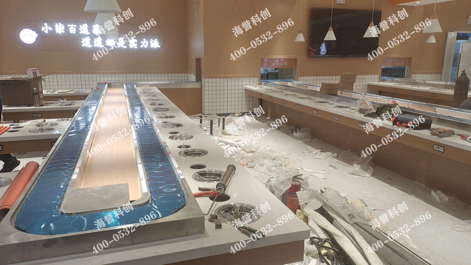 海譽科創(chuàng)山東煙臺單涮無煙小火鍋設備安裝完成