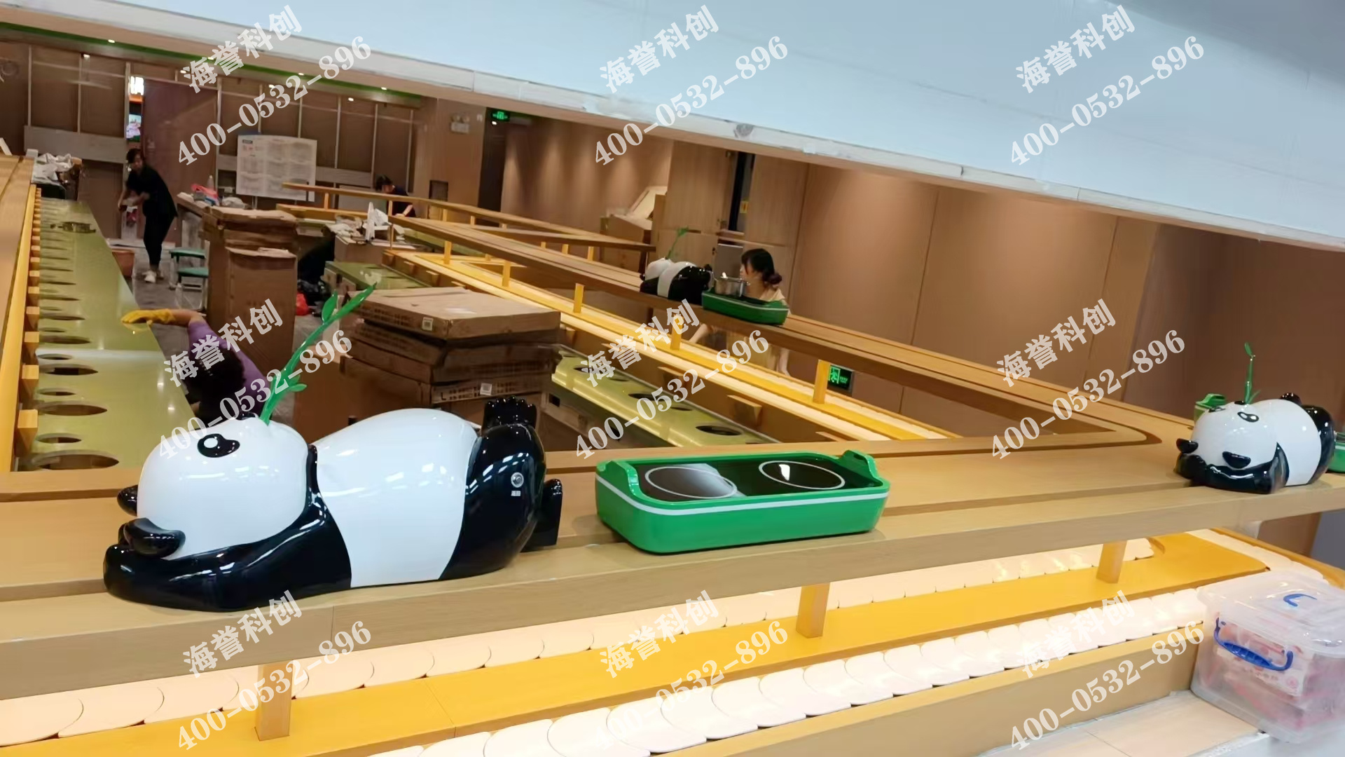 海譽(yù)科創(chuàng)合作伙伴單涮無(wú)煙小火鍋配備智能送餐小火車(chē)安裝完成